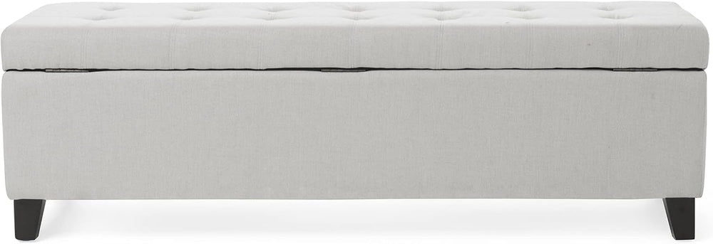 Christopher Knight Home Mission Fabric Storage Ottoman, Light Grey