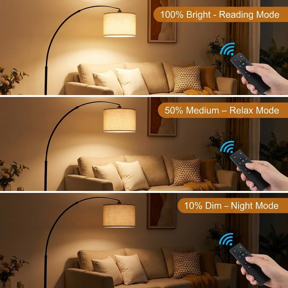 Arc Floor Lamps with Remote Control and Stepless Dimmable Color Temperature a...