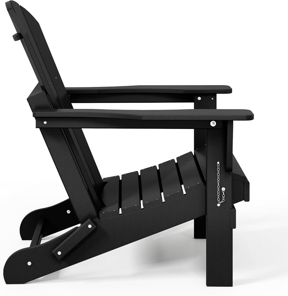 WO Home Furniture Laguna Folding Adirondack Chair Set of 4, Black