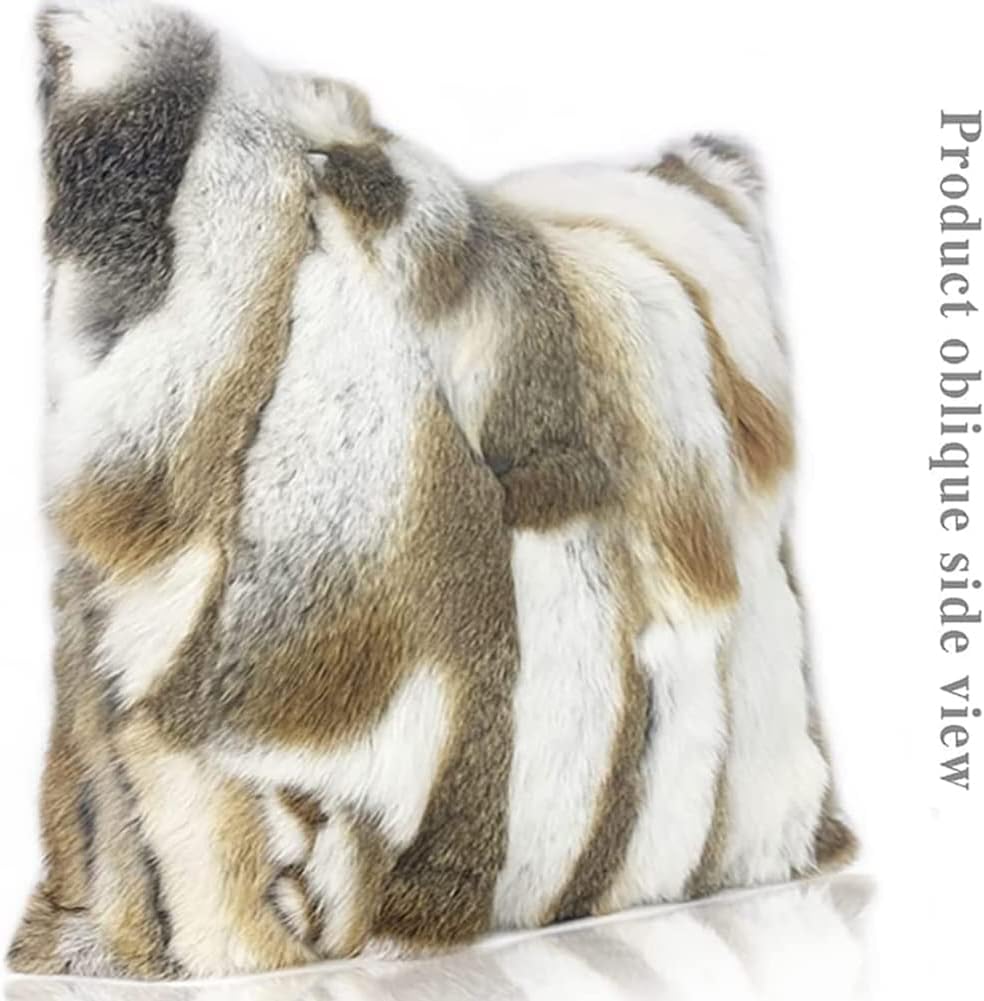 Genuine Natural Fur Throw Pillows Covers 18x18 Brown White