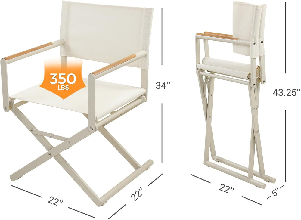 Grand patio Extra-Wide Folding Directors Chairs Set of 2, Outdoor Dining