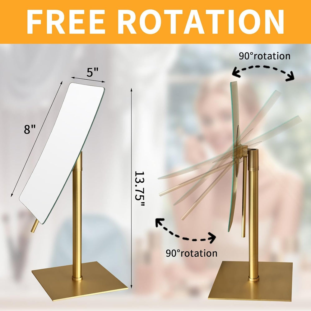 Bronze Table Standing Rectangular Vanity Makeup Mirror with 3X Magnification,...