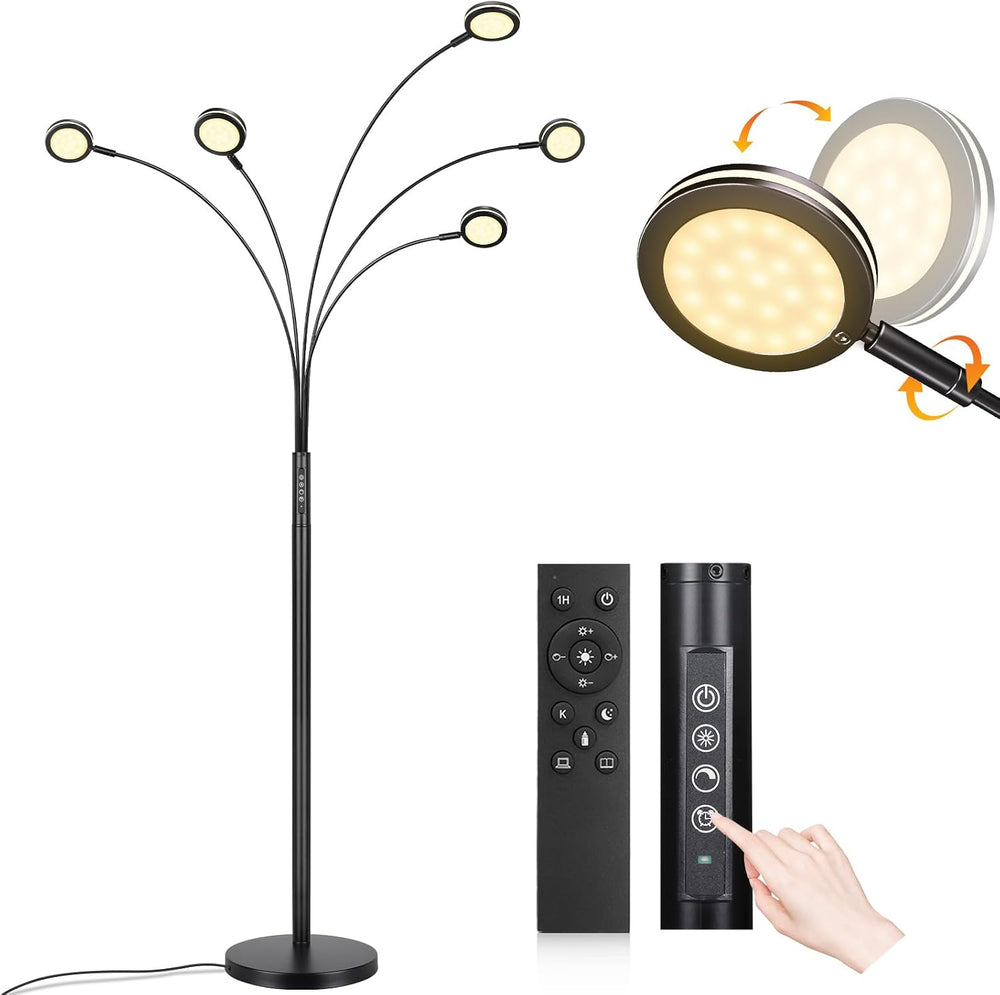 Bairth LED Arc Floor Lamp with Remote,2250LM Dimmable Floor Lamp with Timer