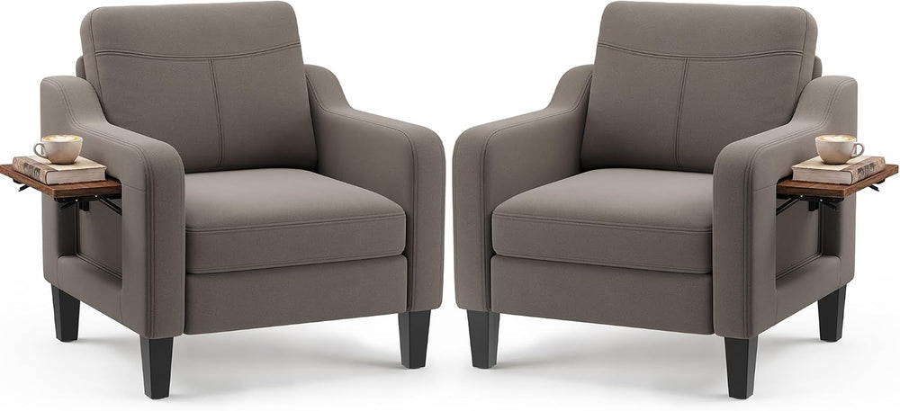 Accent Chairs Set of 2 for Living Room, Mid-Century Upholstered Armchair with...