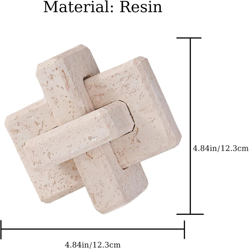 3-Link Knot Resin Travertine Decor, Coffee Table Book Shelf Decoration