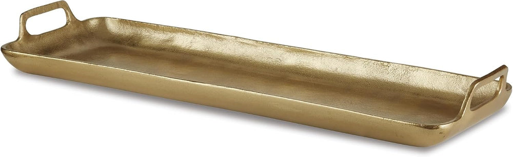 Signature Design by Ashley Posy Rectangle Gold Decorative Metal Tray