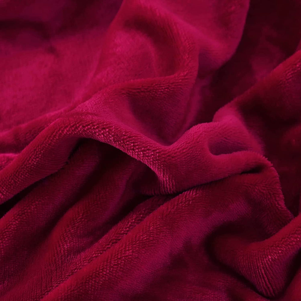 Tache Sherpa Throw Blanket Red 50x60 Inch - Solid Burgundy Wine Red and White...