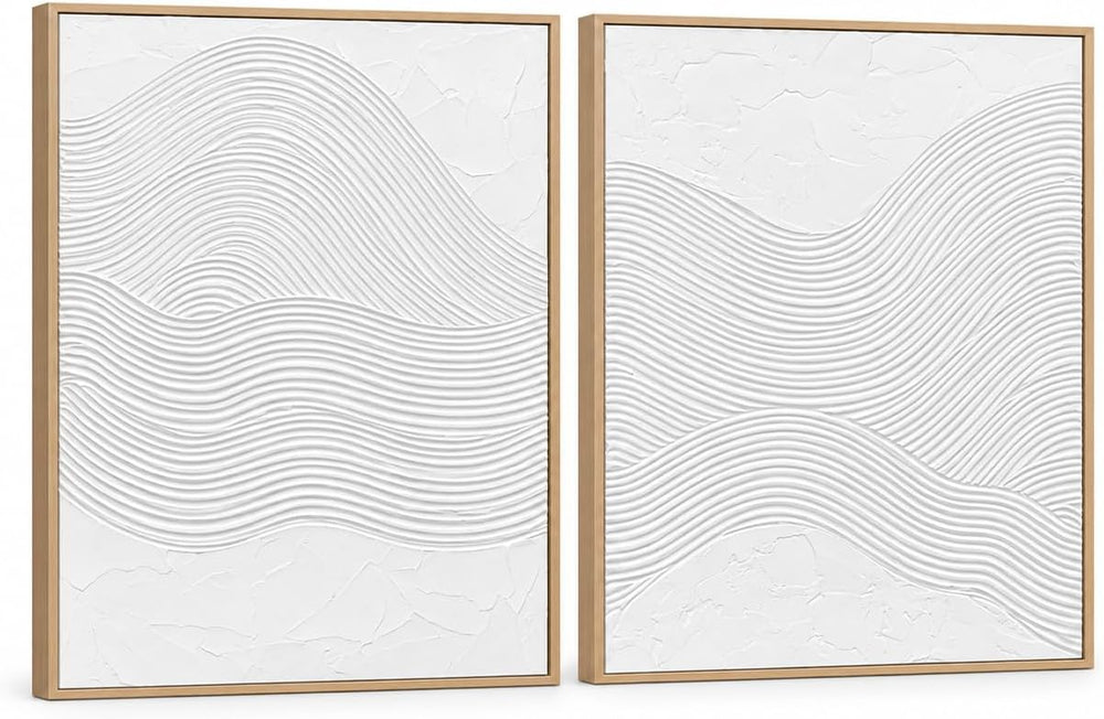Artiluxy 3D Minimalist Textured Abstract Wall Art Set of 2, Neutral