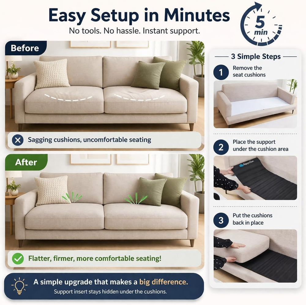 Heavy-Duty Iron Couch Cushion Support-28x 72", Durable Metal Base for