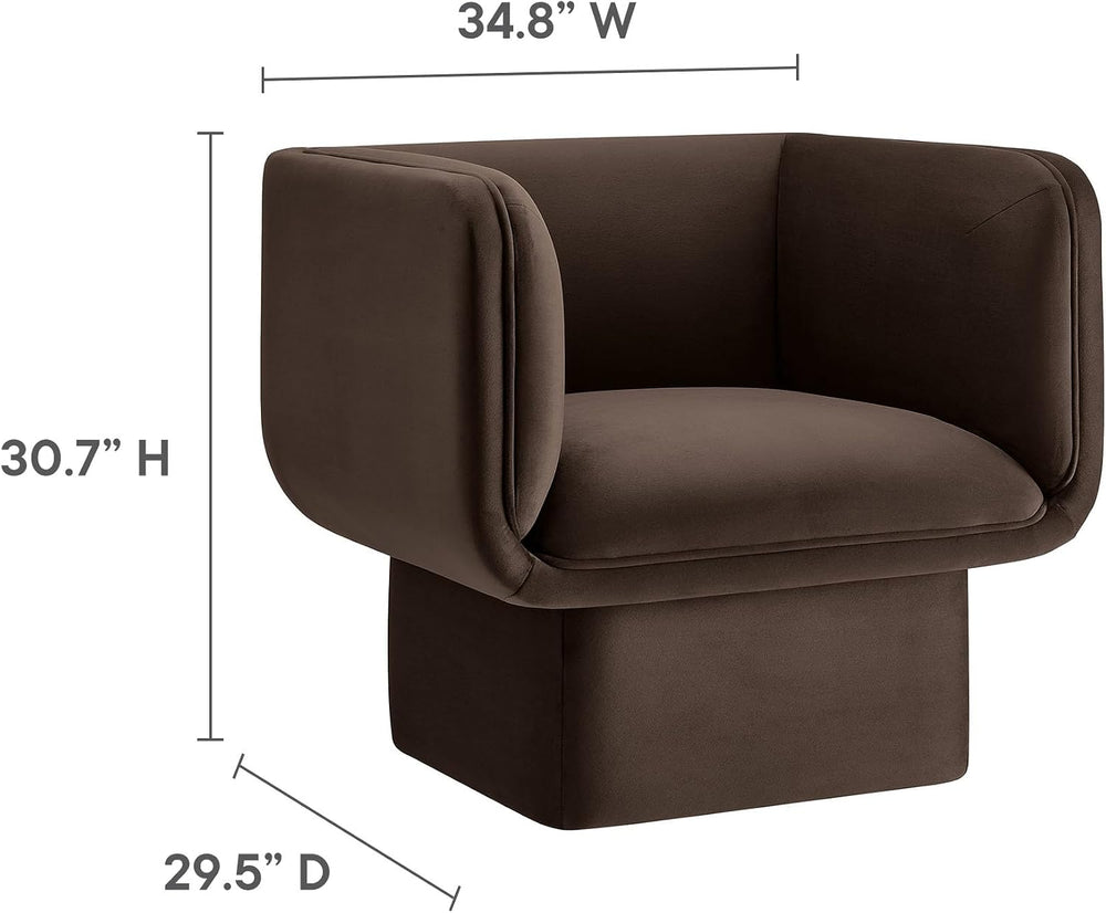 Modway Tate Performance Velvet Accent Chair in Chocolate Brown - Upholstered ...