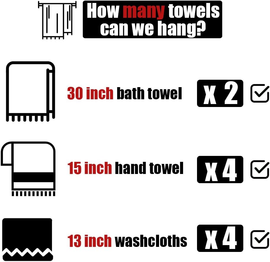 JQK Double Bath Towel Bar, Matte Black 33 Inch 304 Stainless Steel Thicken 0....