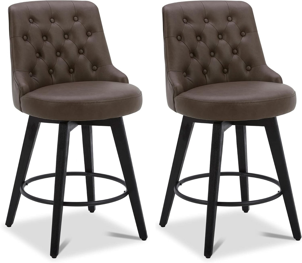 Watson & Whitely Counter Height Bar Stools Swivel Barstools, Chocolate