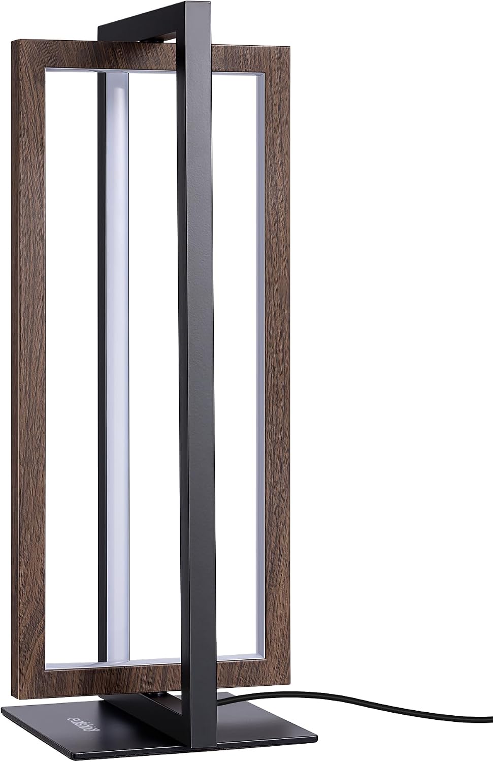 EDISHINE Modern LED Table Lamp, Minimalist Bedside Lamp, Walnut Wood Grain
