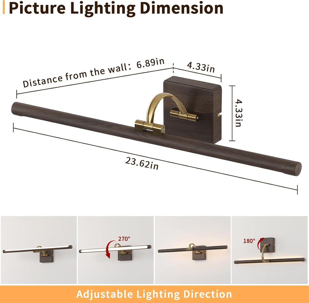DESOOP 24 Inch 14W Hardwired LED Picture Light, Wood Grain, Dimmable