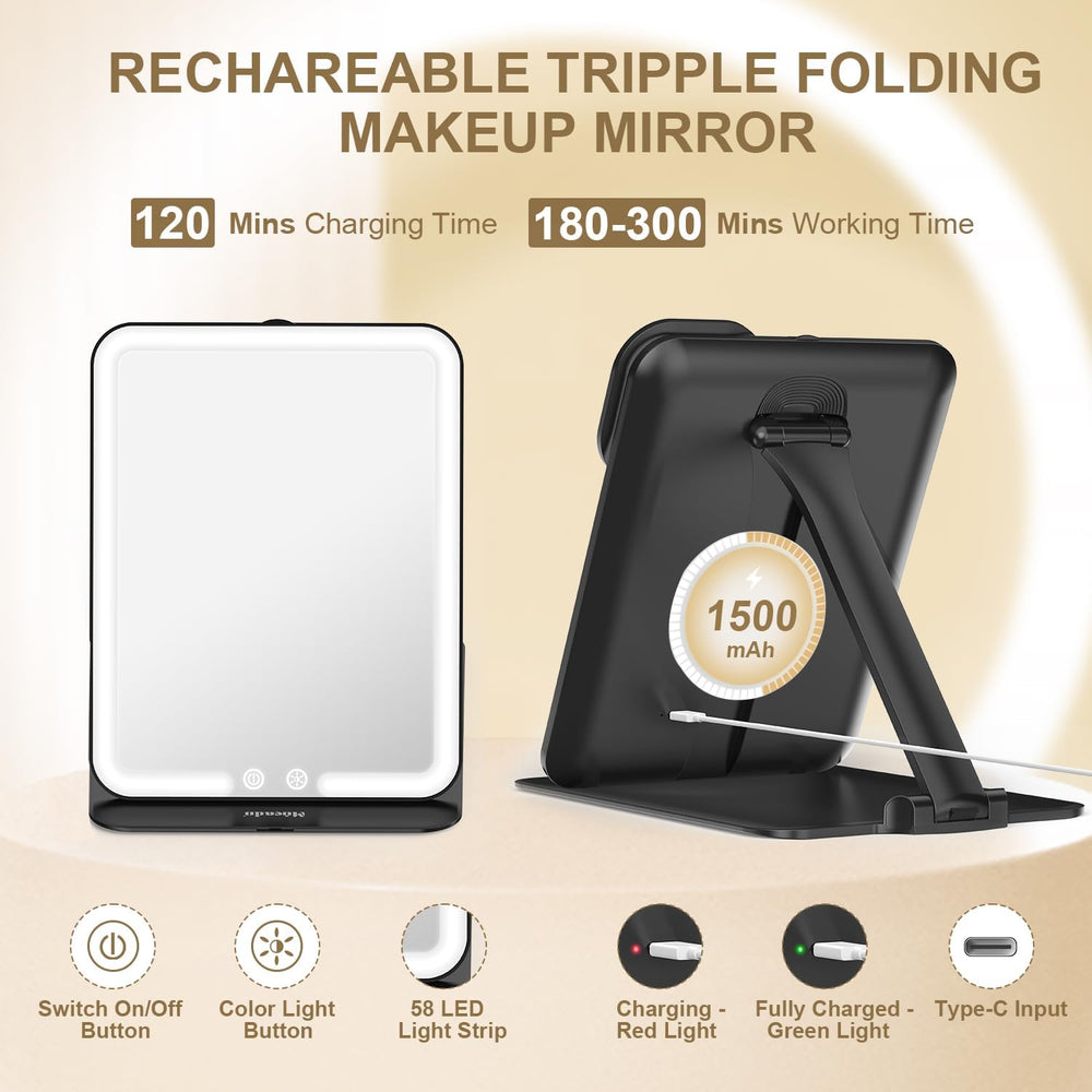 Mocado Travel Makeup Mirror with Light, Foldable Lighted Makeup Mirror