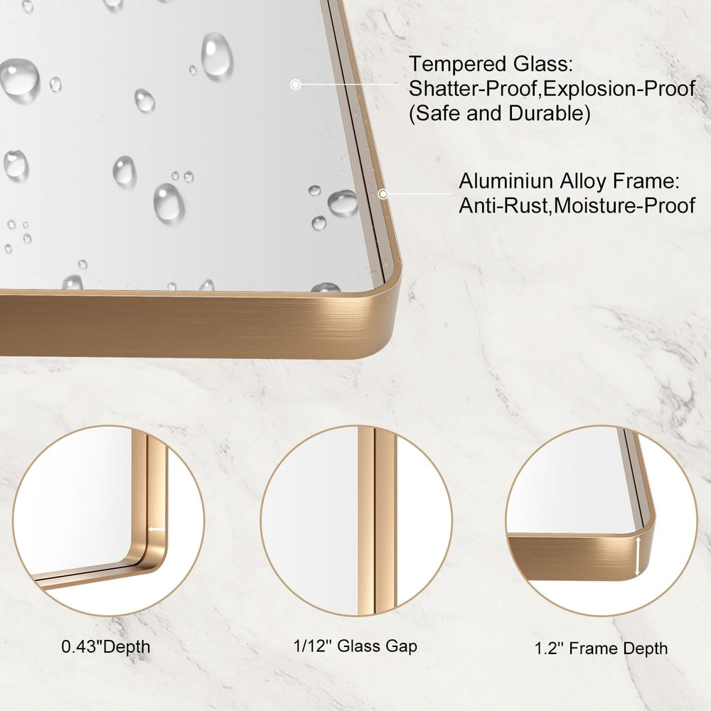 LOAAO 22"X30" Gold Bathroom Mirror