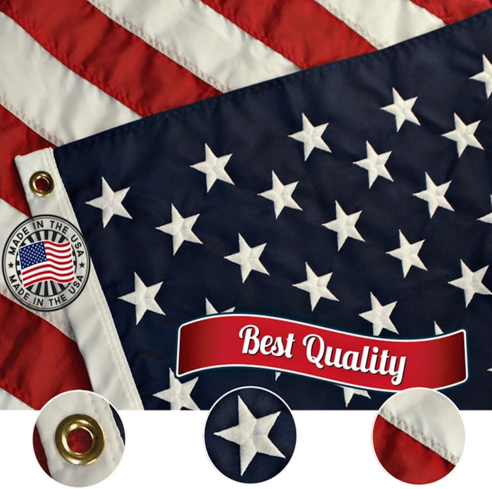Grace Alley American Flag: 3x5 FT US Flag - 100% Made in USA. Embroidered Sta...