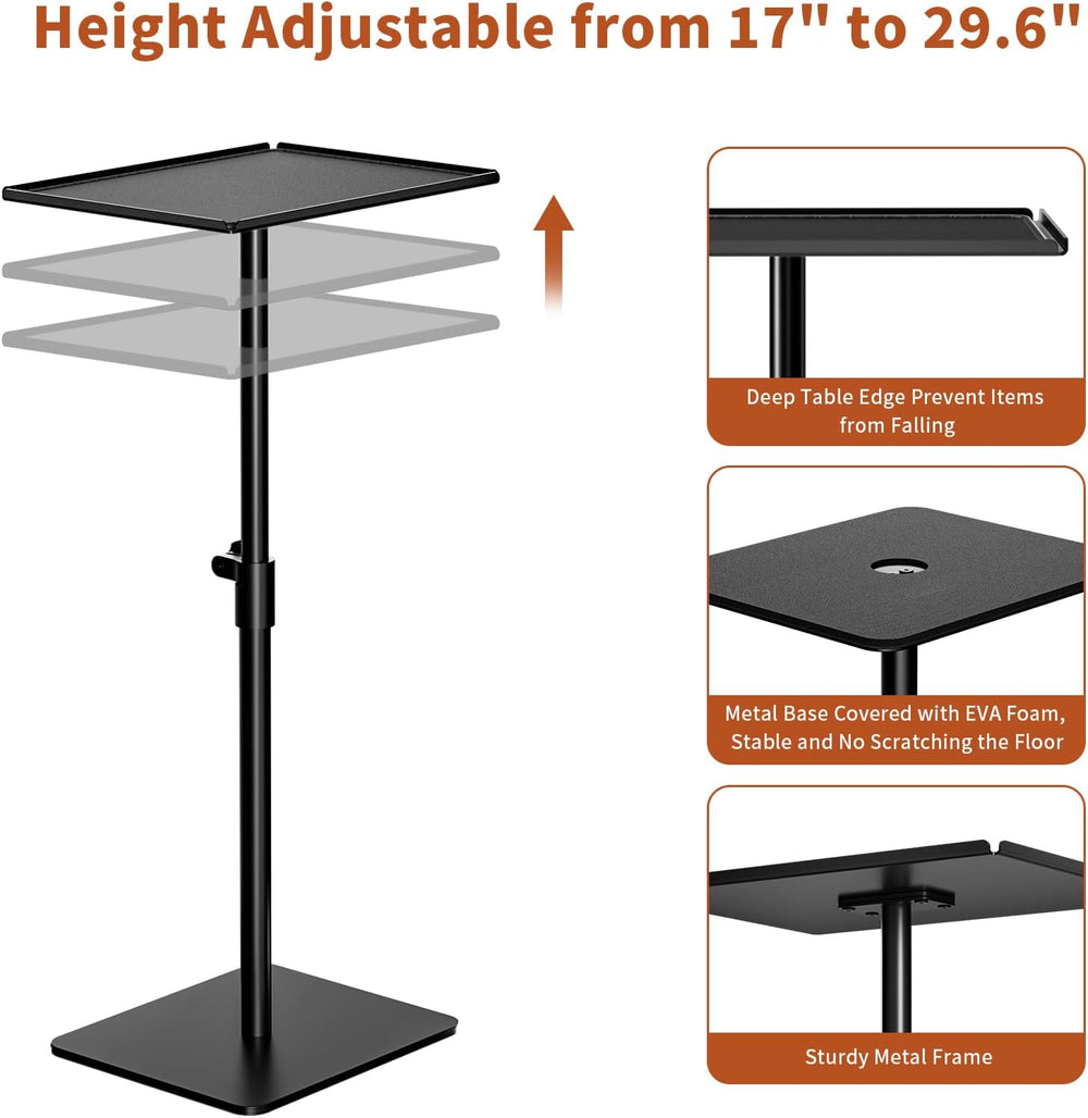 RCHYFEED Height Adjustable Side Table Metal End Table with Tray, 17-29.6 in
