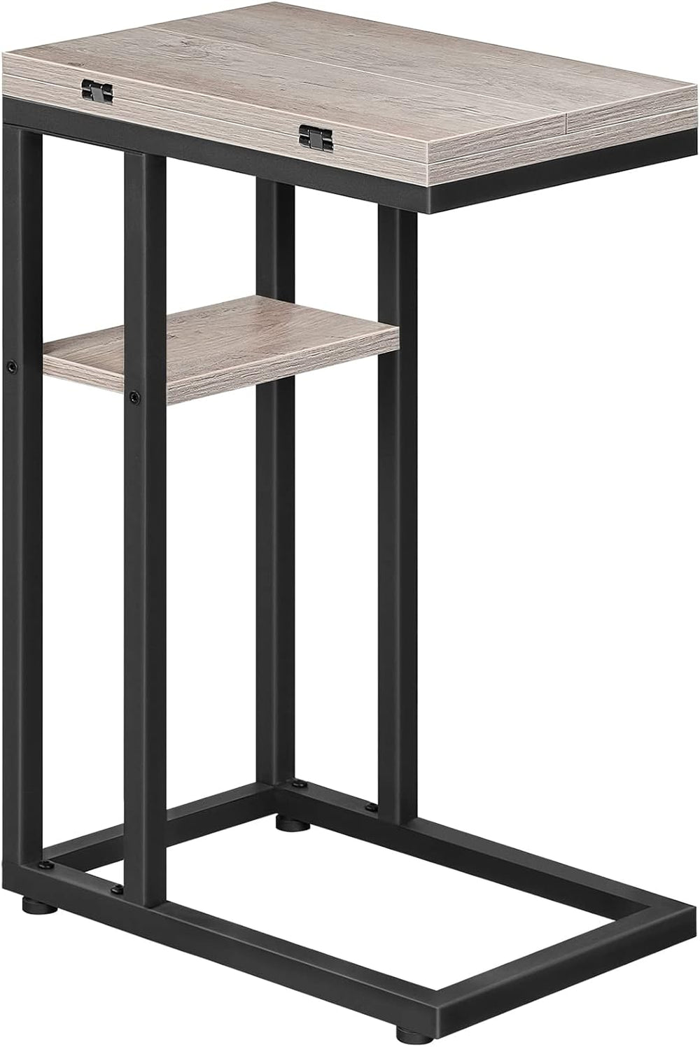 HOOBRO Foldable C Shaped End Table, C Shaped Side Table with Storage Shelf