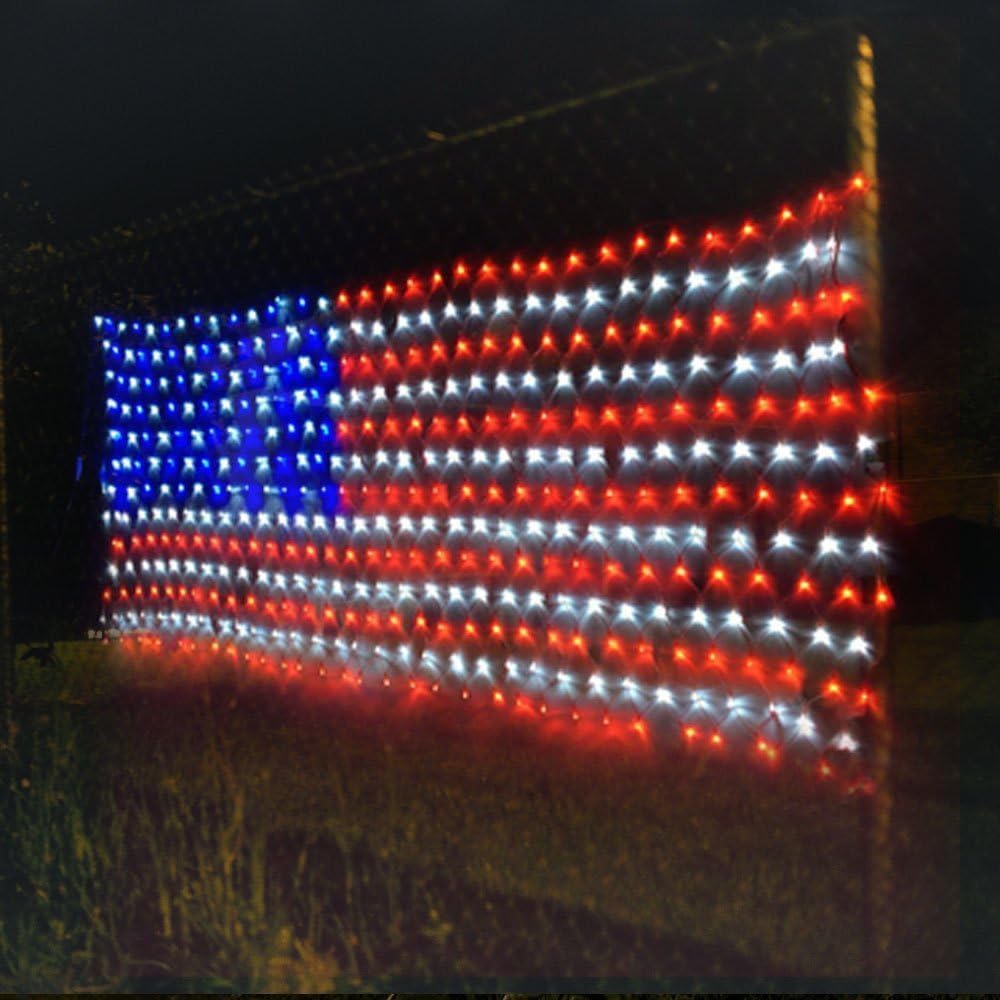 YULIANG LED American Flag Lights,6.5ft*3.2ft Waterproof Led Flag Net Light Ou...
