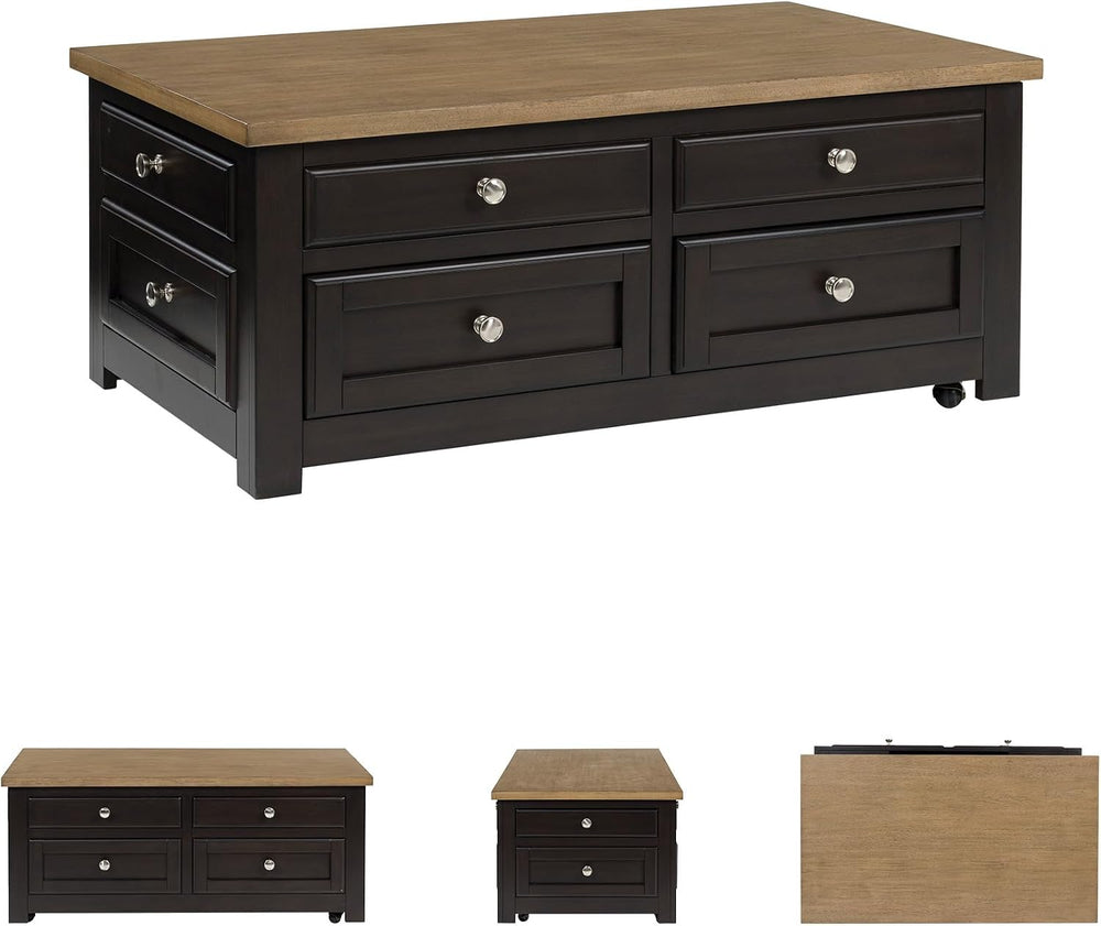 Signature Design by Ashley Drazmine Casual Lift-Top Coffee Table with 4 Drawe...