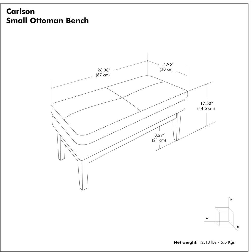SIMPLIHOME Carlson 27" Wide Woven Fabric Rectangle Ottoman in Marigold