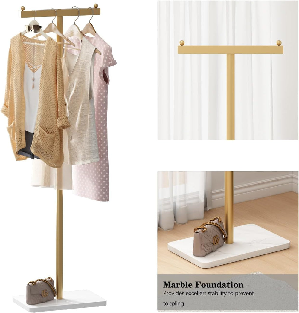 Gold Coat Rack Freestanding Heavy Duty Clothes Rack Stand for Entryway, Bedro...