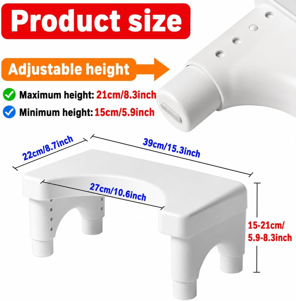 Adjustable Height Potty Step Stool for Adults, Non-Slip Bathroom Squat Aid, R...