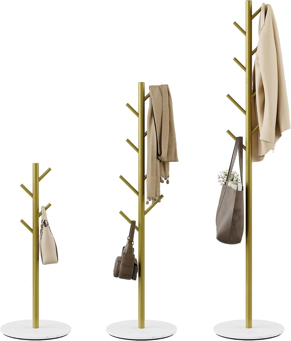 Coat Rack with 8 Hooks, 3 Adjustable Heights, Modern Hall Tree, Sturdy Metal ...