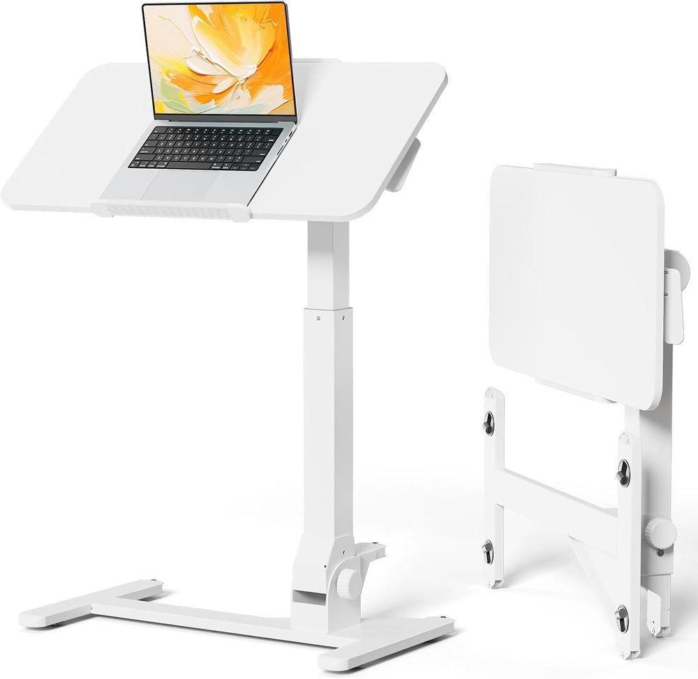 JOY worker Foldable Mobile Standing Desk, 180° Tilt Overbed Bedside Table