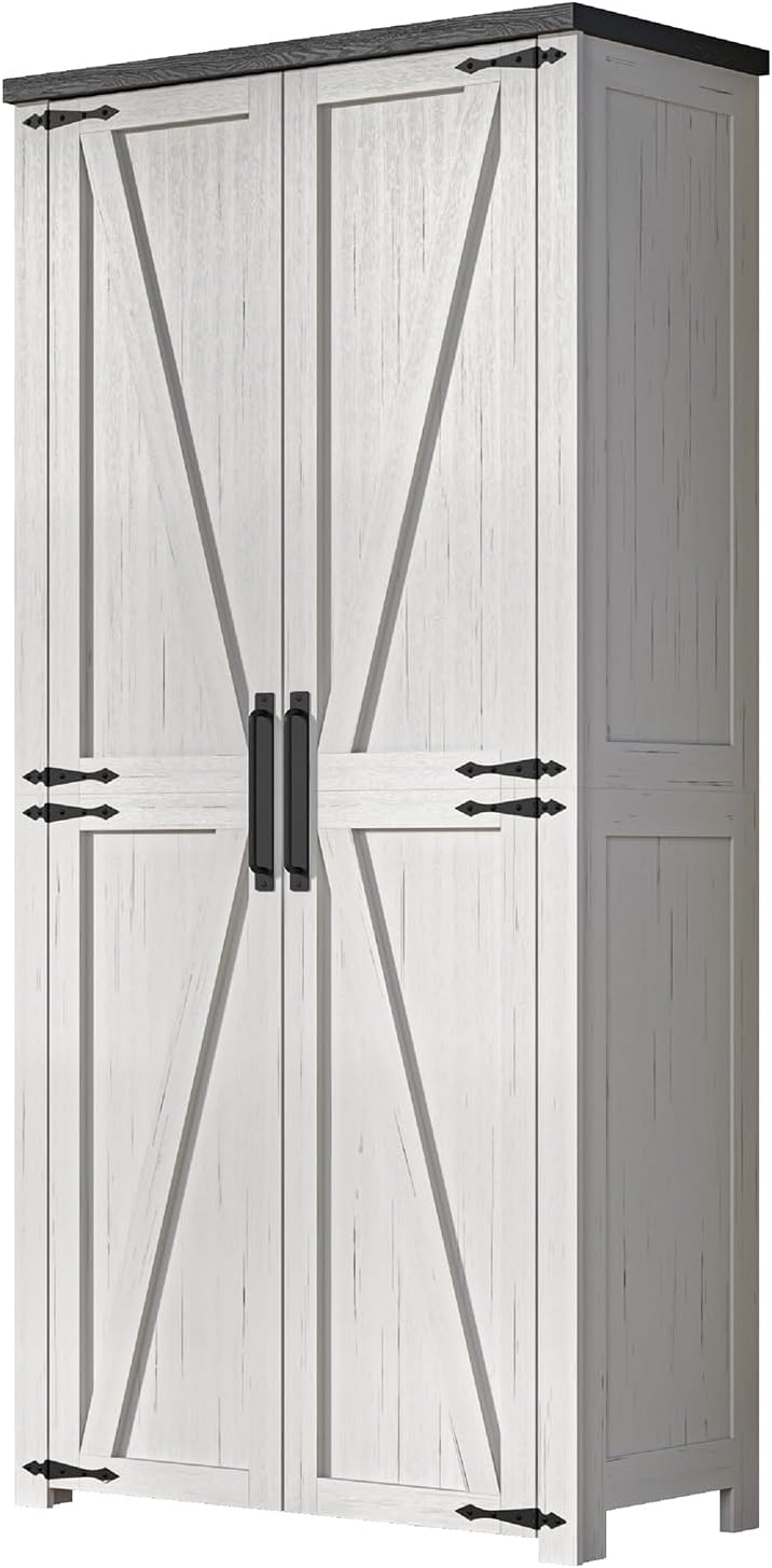 NEWOWNDS 72" H Craft Storage Cabinet with LED Lights