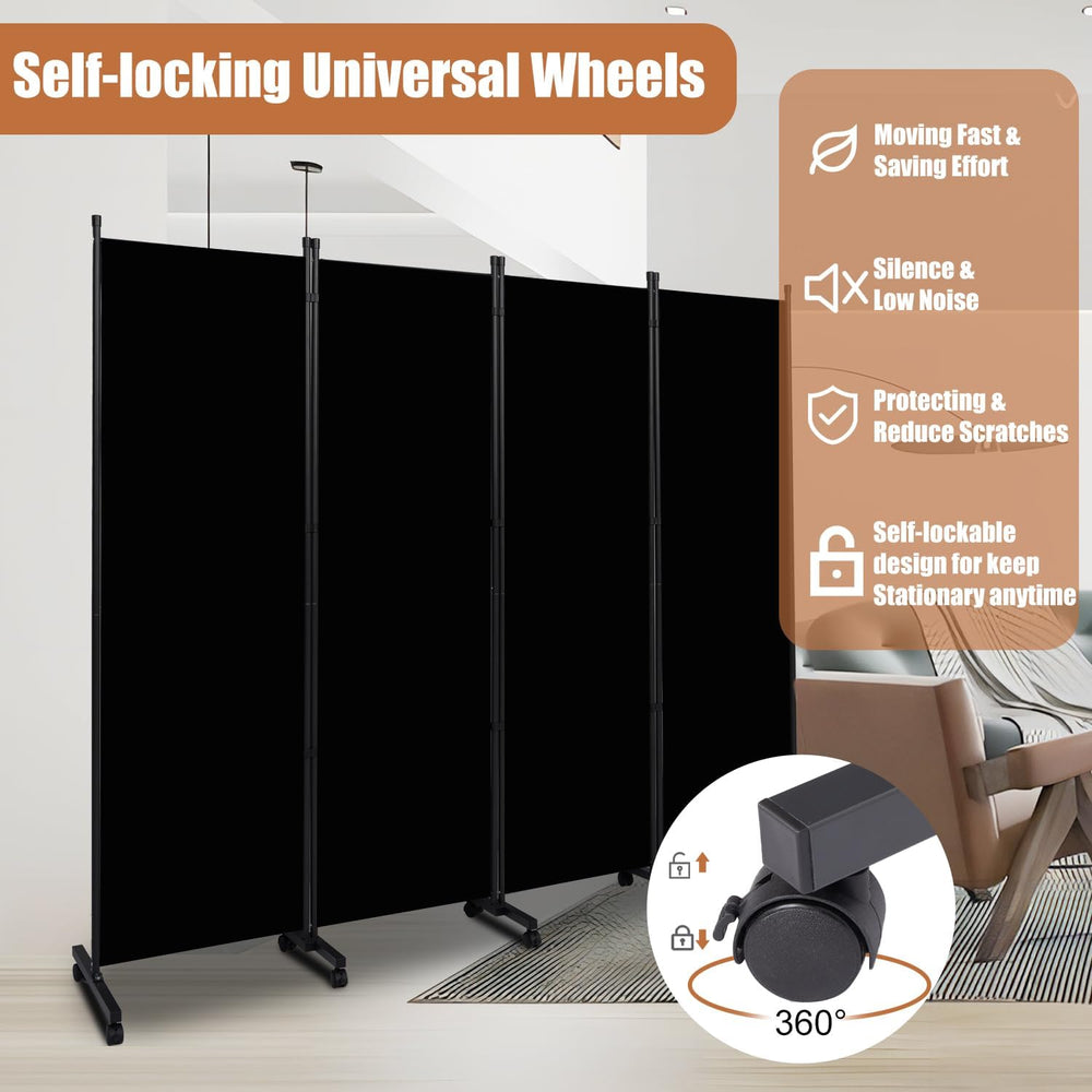 Room Divider 88'' Wide Folding Privacy Screens,4 Panel Wall Divider w...