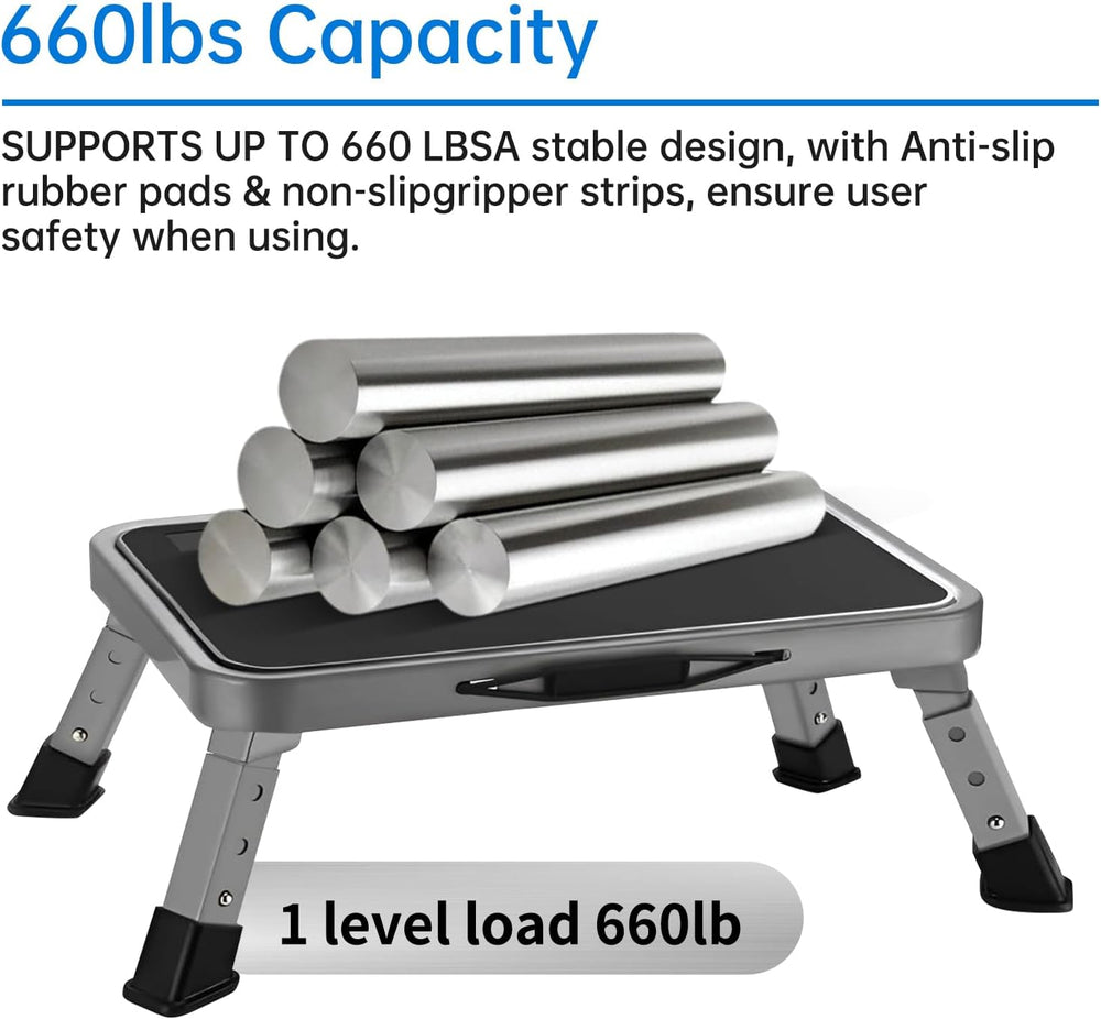 RV Step Stool Foldable 1-Step Ladder Sturdy Metal Stable Step Stool with a No...