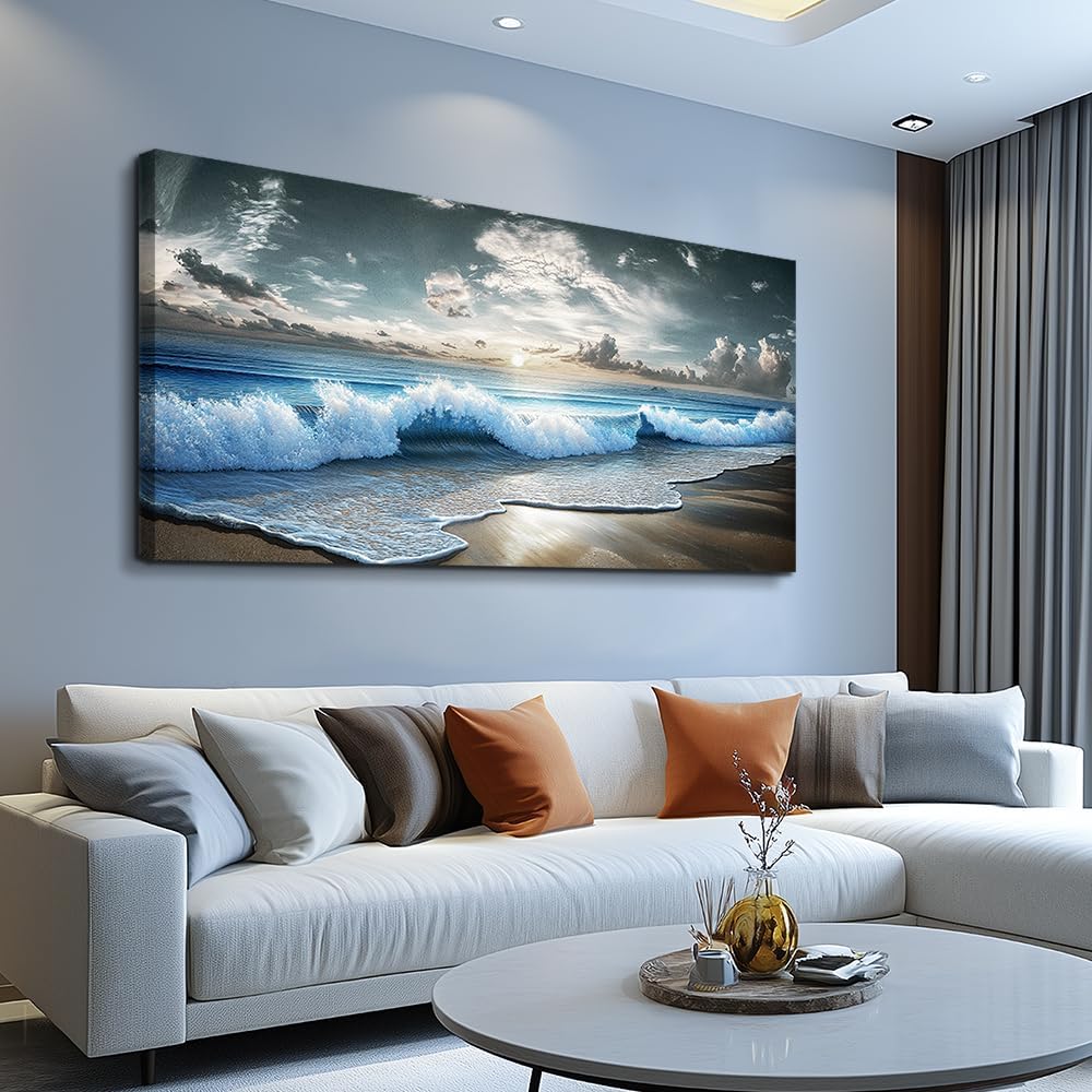 MHARTK66 Blue Ocean Canvas Wall Art Large Paintings For Living Room Landscape...