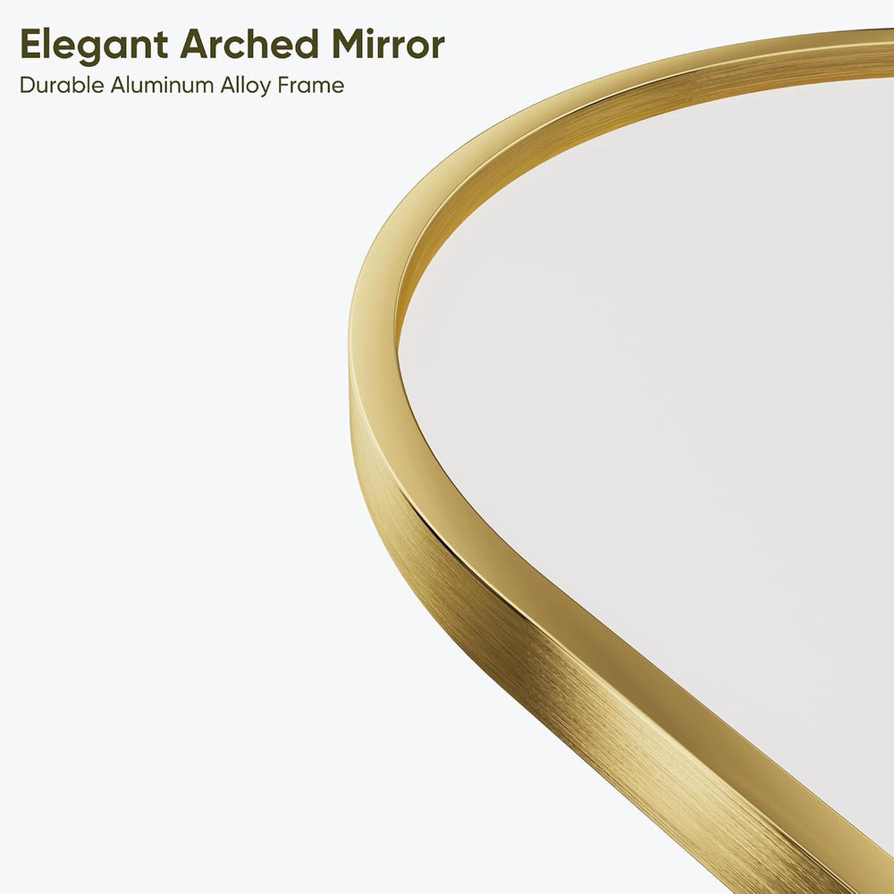 Full Length Mirror, 59"x20" Arched Standing Full Body Mirror,Gold