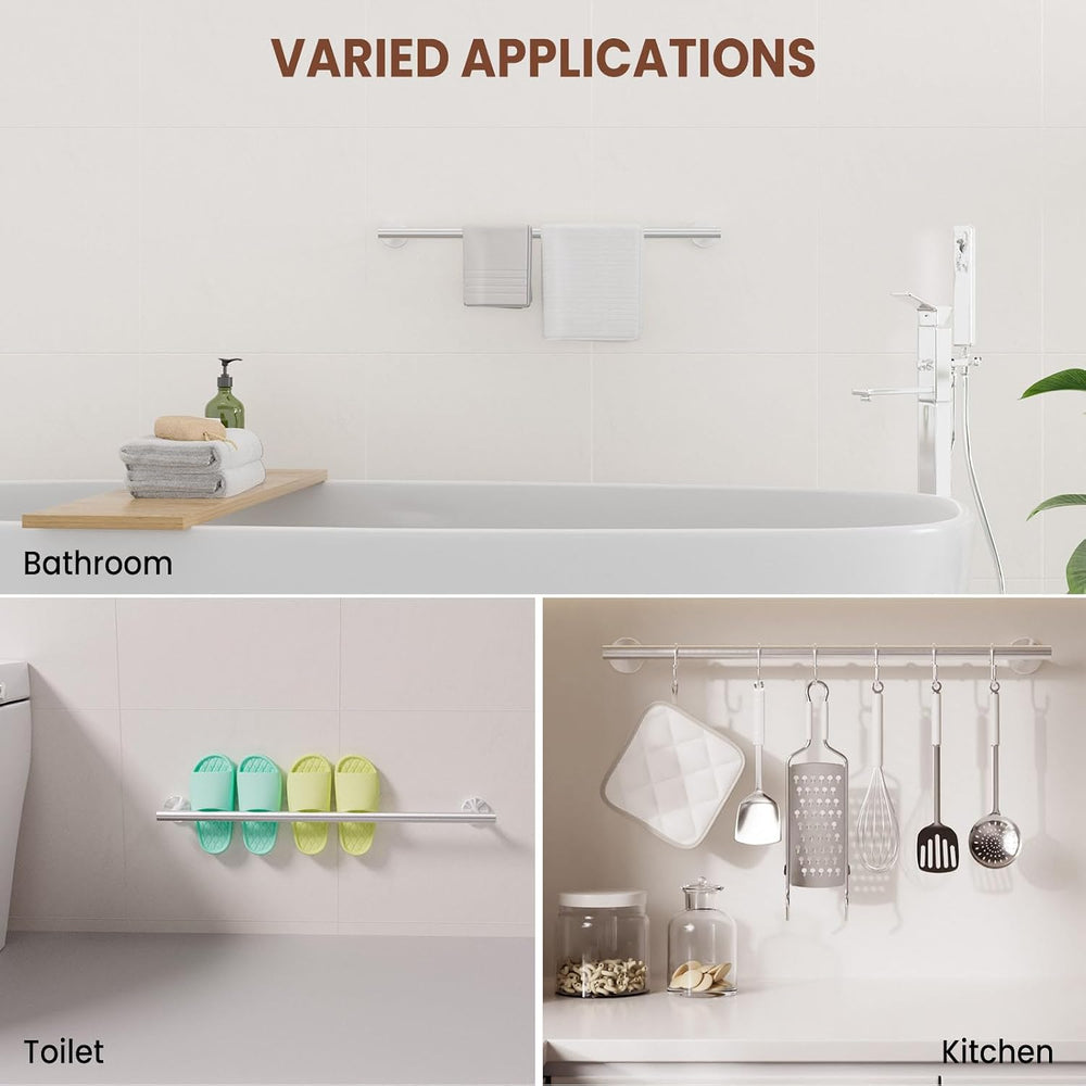 2 Pieces Brushed Nickel Towel Racks for Bathroom, with 10 PCS Hooks, 24'&...