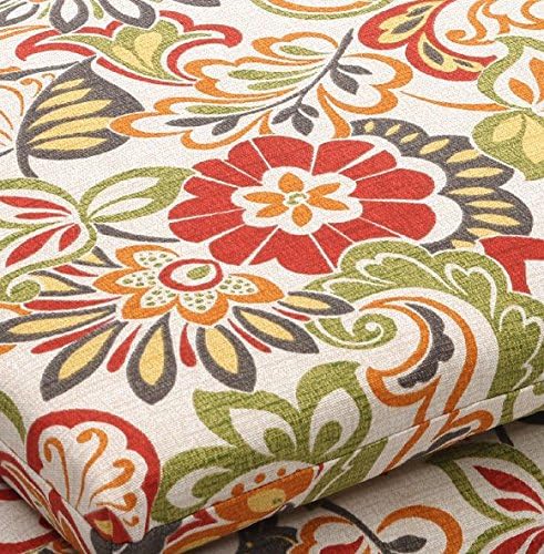 Pillow Perfect Bright Floral Indoor/Outdoor Chair Pad With Ties, 2 Count, 16&...
