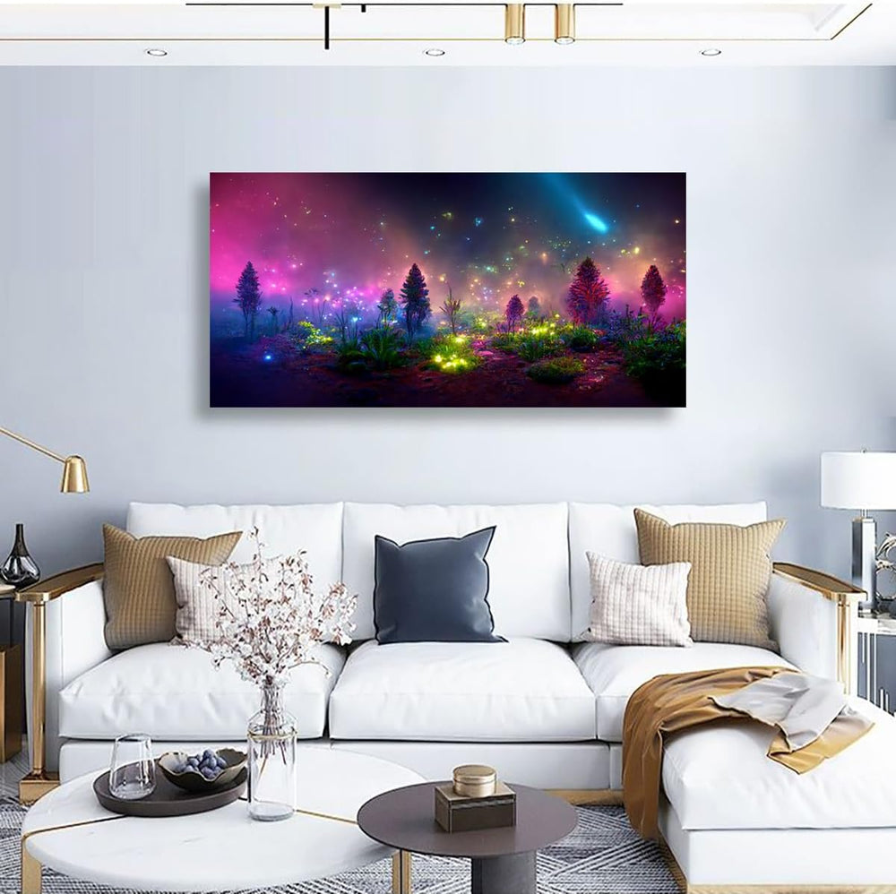 Fantastic Starry light Canvas Wall Art for Living room Office Bedroom Purple ...