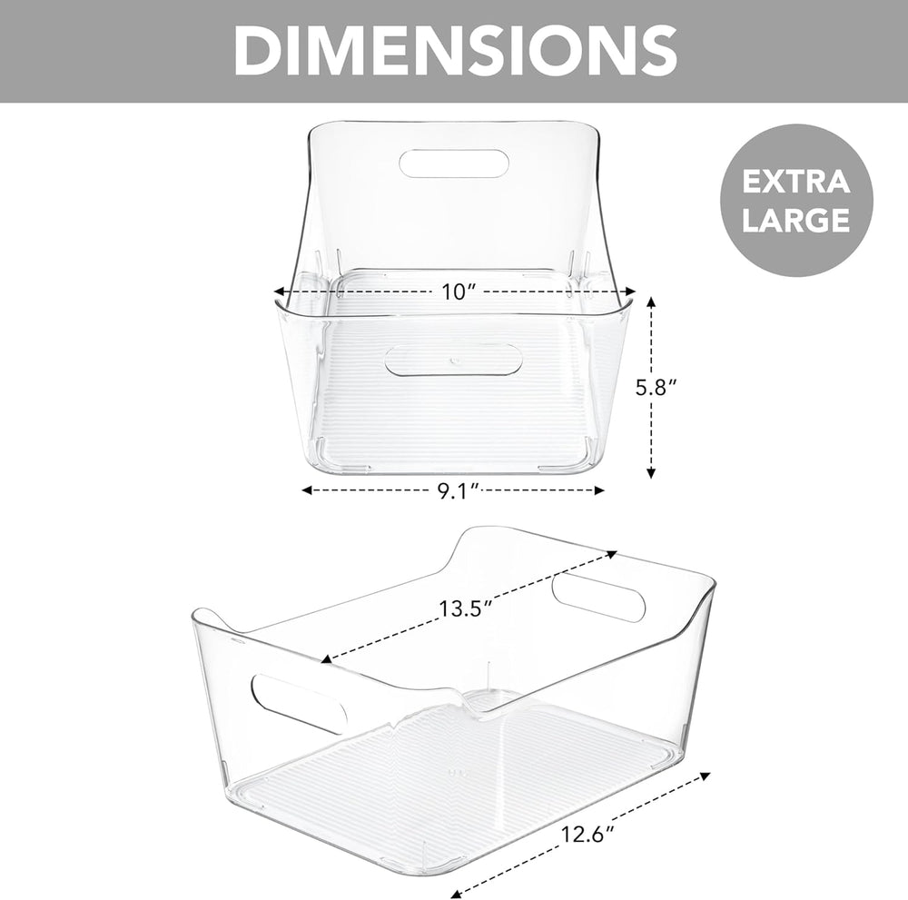 Tiawudi 6 Pack Plastic Storage Bins, Extra Large Pantry Organizer, 13.5"...