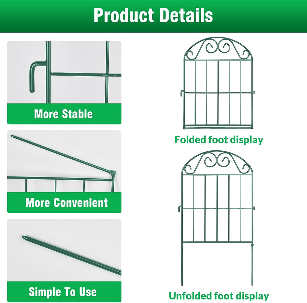 ADAVIN 24in Collapsible Garden Fence Border, 20 Panels Animal Barrier