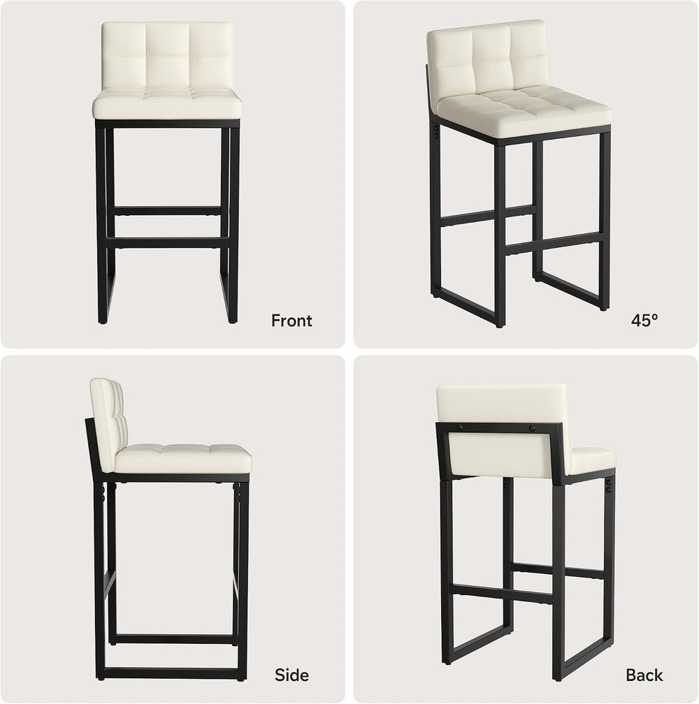 Bar Stools Set of 2, Modern Counter Height Bar Stools, Beige