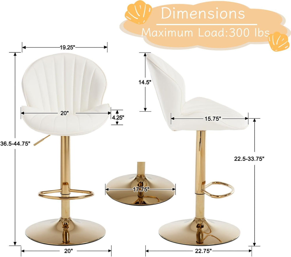 Shunzhi Modern Swivel Bar Stools Set of 4 Leather Adjustable Bar Height Barst...