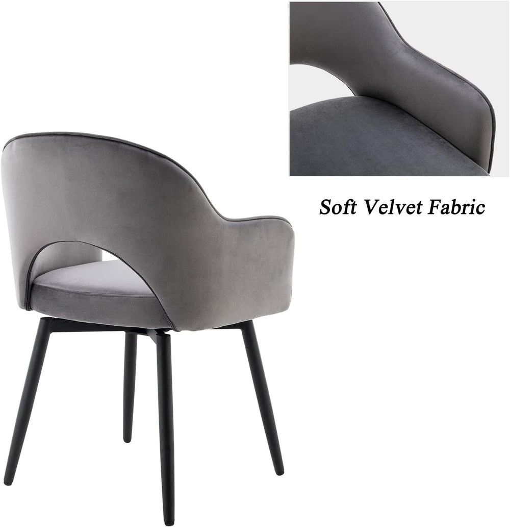DUOMAY Swivel Dining Chair Set of 6, Velvet Upholstered Side Chair Modern Acc...