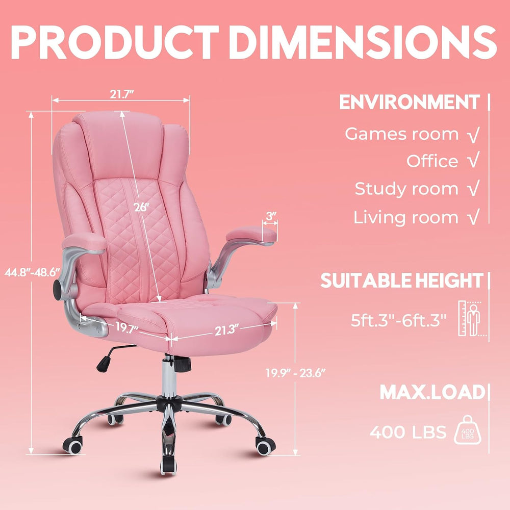 400lbs Executive Office Chair with Flip-Up Armrests, Big and Tall Computer Ch...