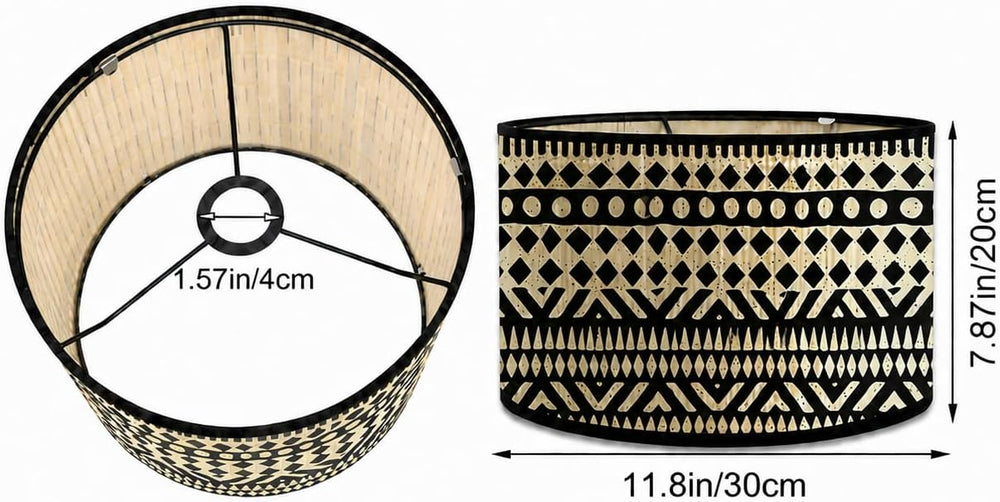 Bamboo Lamp Shade, Wabi-Retro lamp shade, Hand-Woven Drum Light Cover for E27...