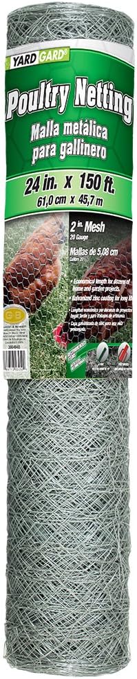 YARDGARD 2 Inch Poultry Netting, Chicken Wire Fence, 20 Gauge Galvanized Stee...