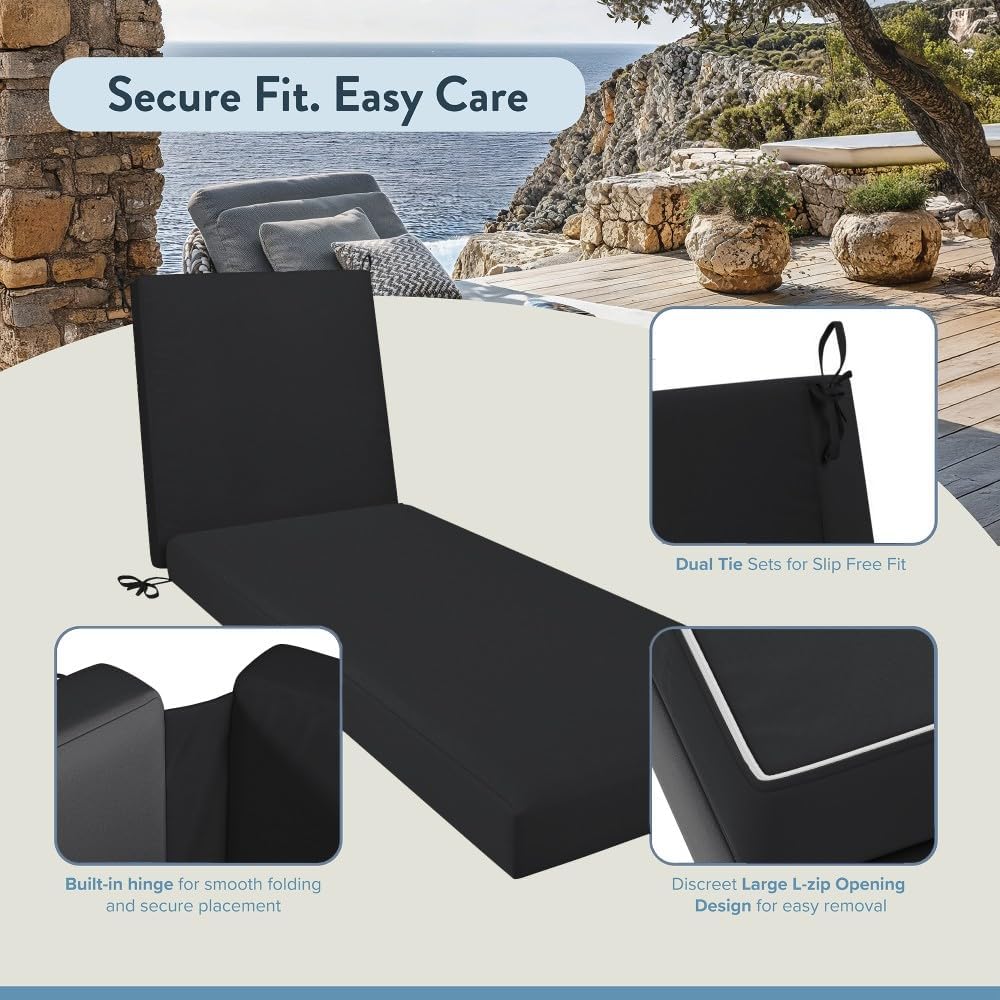 California Umbrella Outdoor Chaise Lounge Cushion, 24 x 78 Inch, Premium Outd...