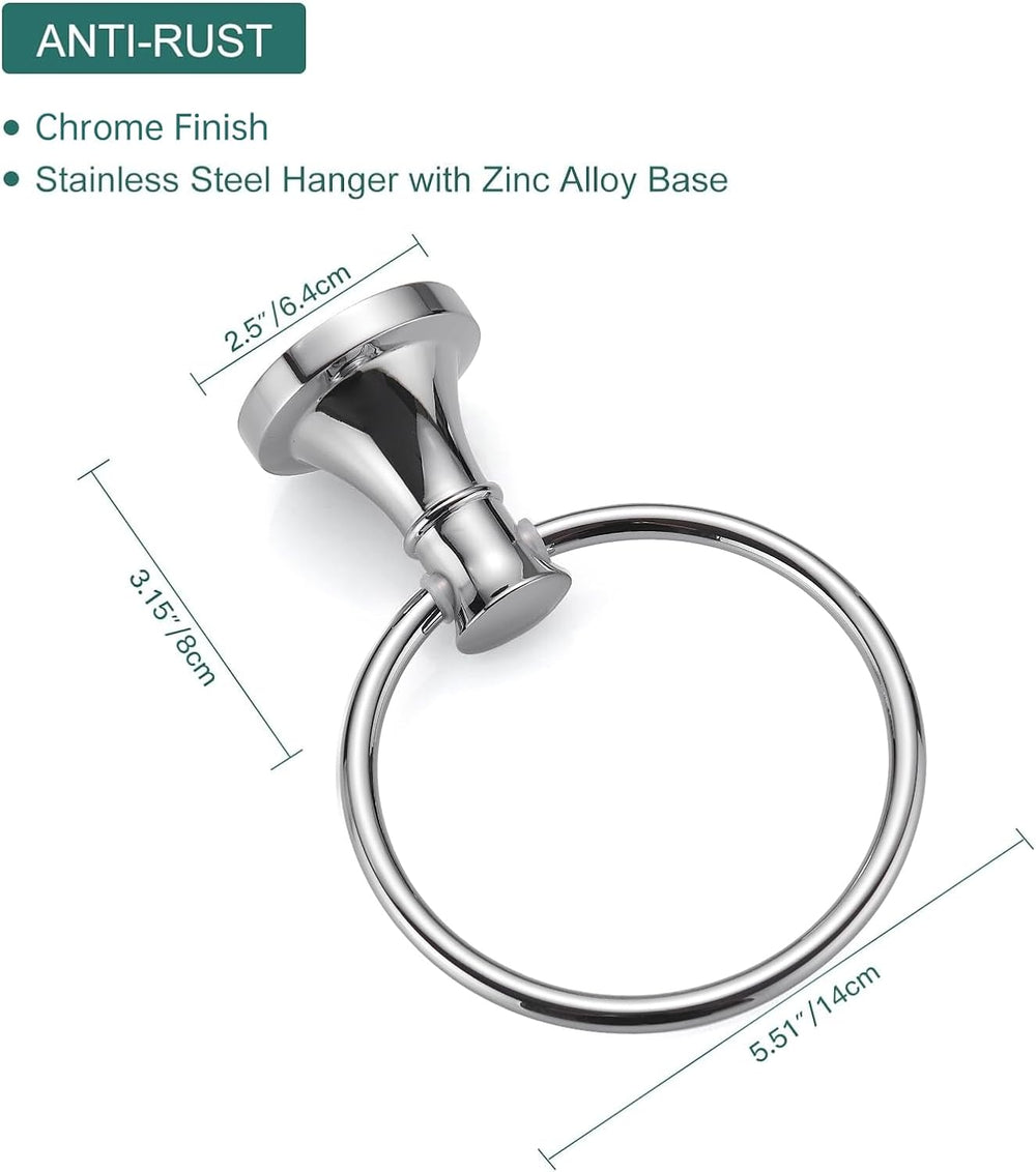 Hoimpro Toilet Paper Holder Towel Ring Set, Wall Mount Polished Chrome