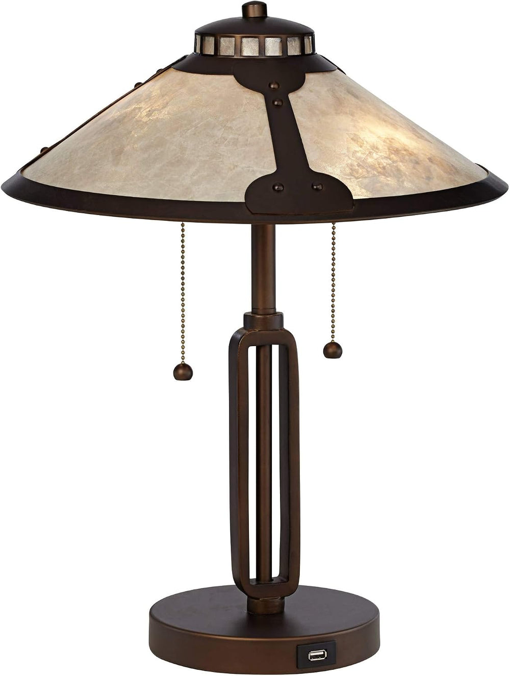 Iron Samuel 20" Small Table Lamps Set of 2 Bronze with USB Charging Port