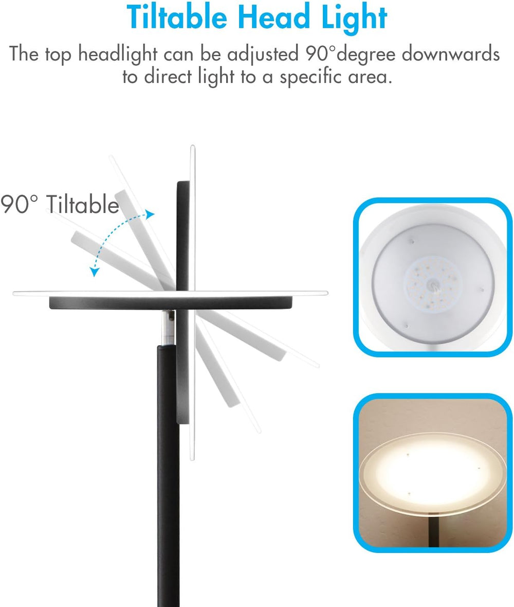 Tenergy Modern Torchiere Floor Lamp, 3000L LED, 30W, Remote Control, Touch Di...